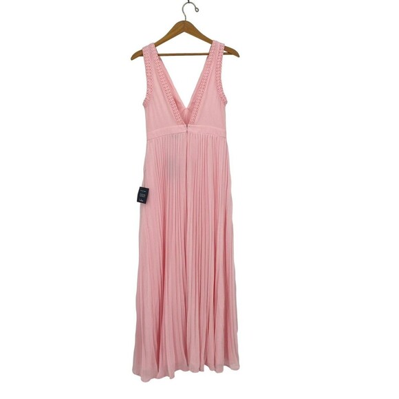 Lulus NWT Allure Pink Pleated Crochet Maxi Dress Wedding Bride Bridesmaid M - Picture 3 of 7
